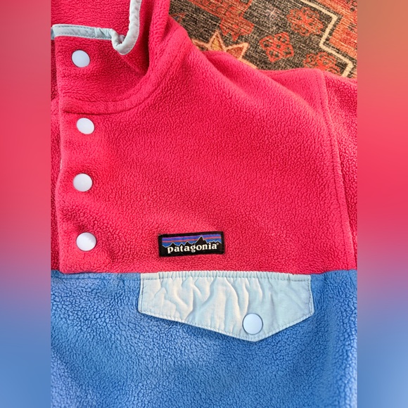 Raspberry and Blue Patagonia Synchilla Fleece Pullover Sweater - Picture 3 of 8